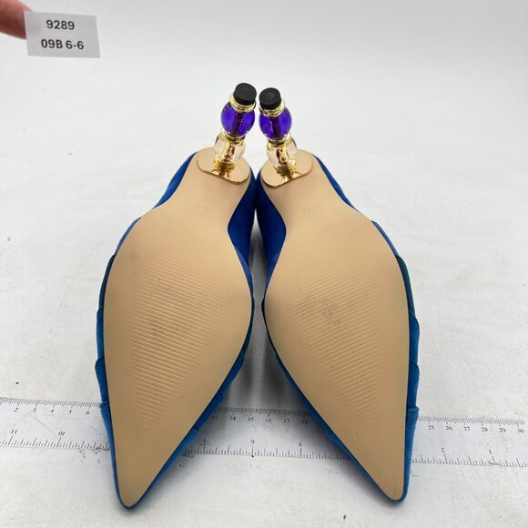 FOWT Navy Rainbow Wave Pattern Pointed Toe Party Pumps Jewelry High Heel Shoes - Picture 6 of 7